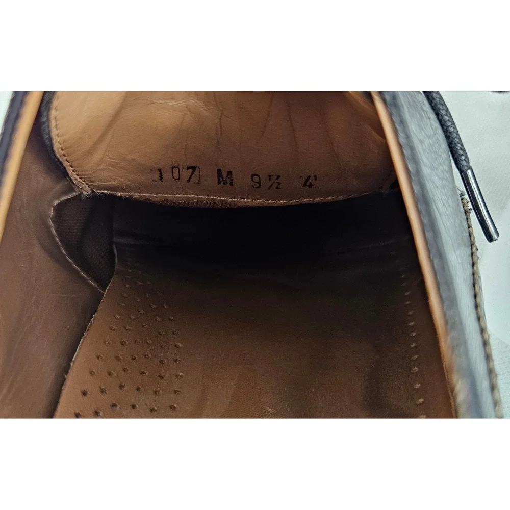 Cole Haan Grand.OS Men's 9.5 Black Pebbled Leather Wingtip Oxford Dress Shoes